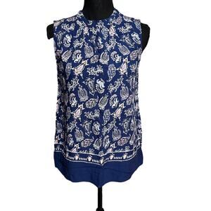 Roper Blue Paisley Sleeveless Boho Print Top Women's M Medium